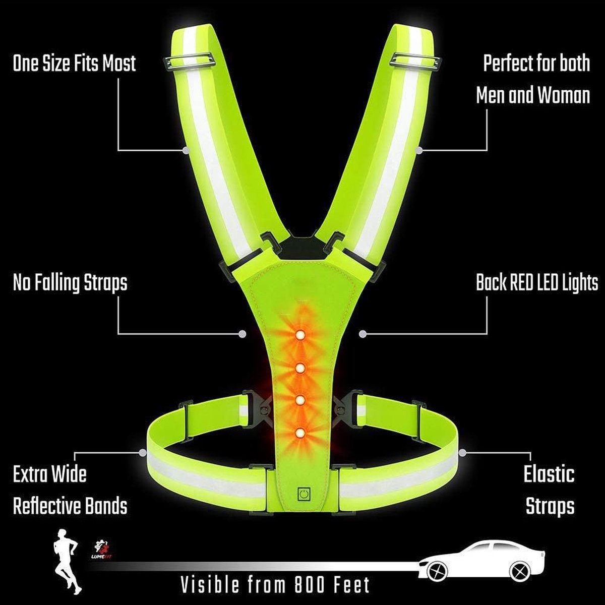 Hardloopvest met led verlichting