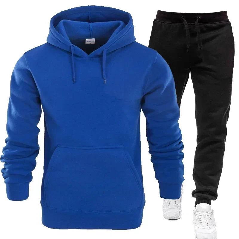 Basic trainingspakken voor heren – 2-delige set met hoodie en joggingbroek – ideaal voor fitness, sportscholen en casual sportkleding