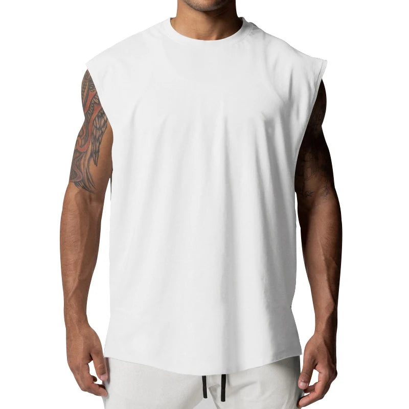 Heren basic mouwloos tanktop – ronde hals, vochtabsorberend en sneldrogend