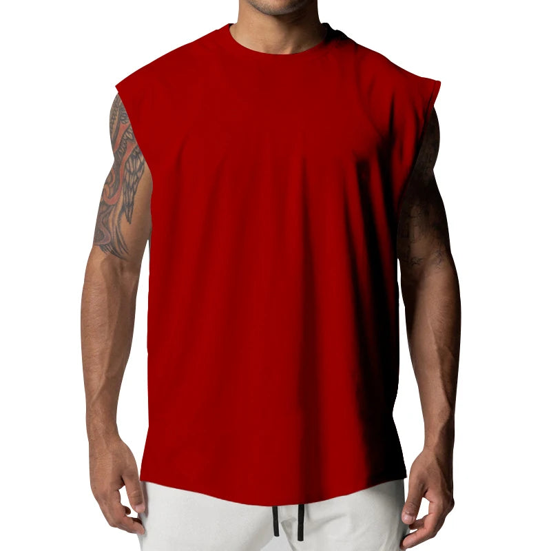 Heren basic mouwloos tanktop – ronde hals, vochtabsorberend en sneldrogend