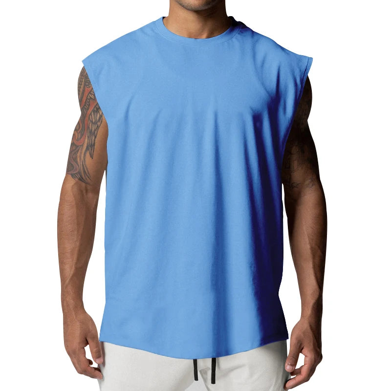 Heren basic mouwloos tanktop – ronde hals, vochtabsorberend en sneldrogend
