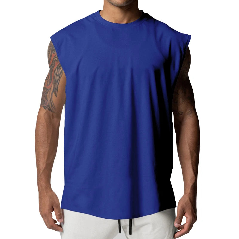 Heren basic mouwloos tanktop – ronde hals, vochtabsorberend en sneldrogend