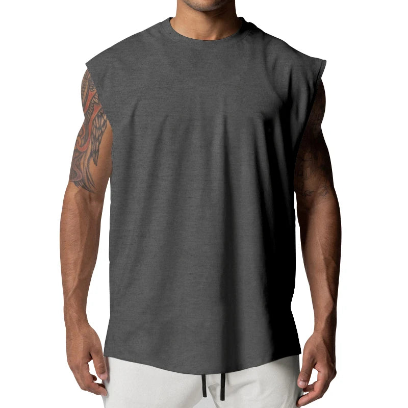 Heren basic mouwloos tanktop – ronde hals, vochtabsorberend en sneldrogend