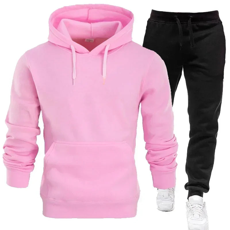 Basic trainingspakken voor heren – 2-delige set met hoodie en joggingbroek – ideaal voor fitness, sportscholen en casual sportkleding