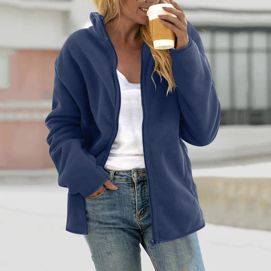 Thermische fleece wandeldjas voor dames – klassieke pasvorm, zachte polar fleece