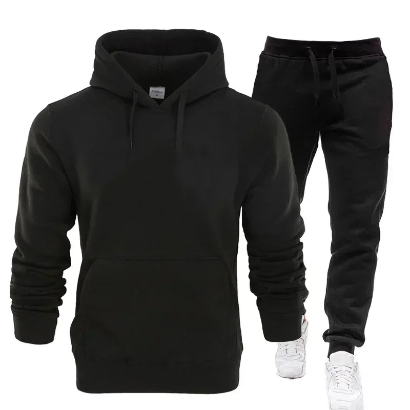 Basic trainingspakken voor heren – 2-delige set met hoodie en joggingbroek – ideaal voor fitness, sportscholen en casual sportkleding