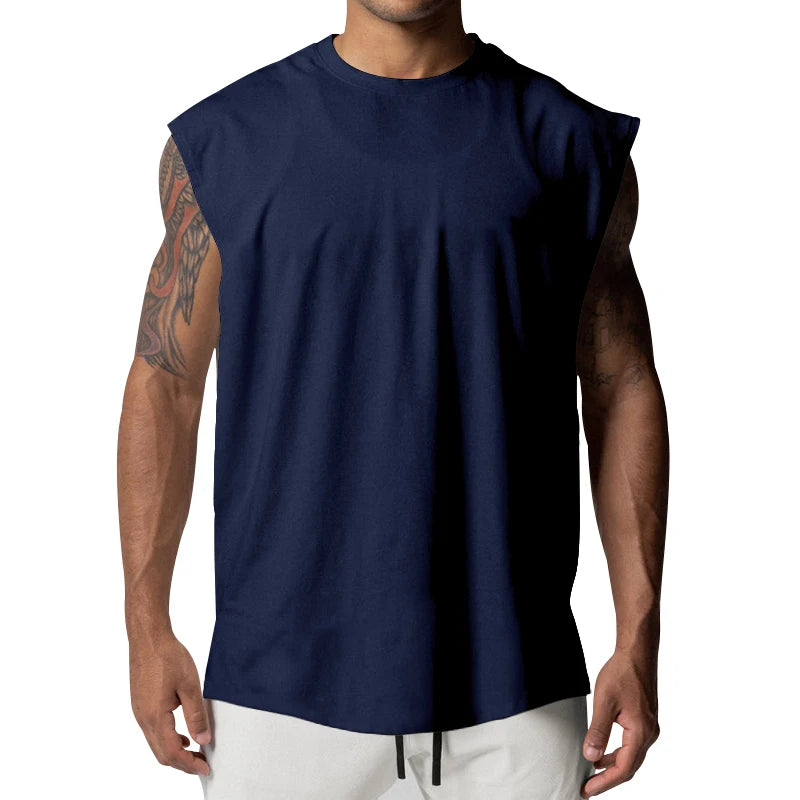 Heren basic mouwloos tanktop – ronde hals, vochtabsorberend en sneldrogend