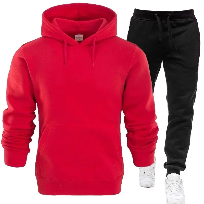Basic trainingspakken voor heren – 2-delige set met hoodie en joggingbroek – ideaal voor fitness, sportscholen en casual sportkleding
