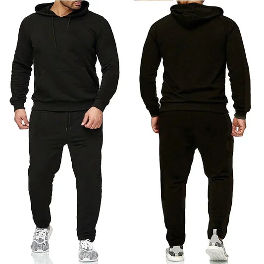 Basic trainingspakken voor heren – 2-delige set met hoodie en joggingbroek – ideaal voor fitness, sportscholen en casual sportkleding