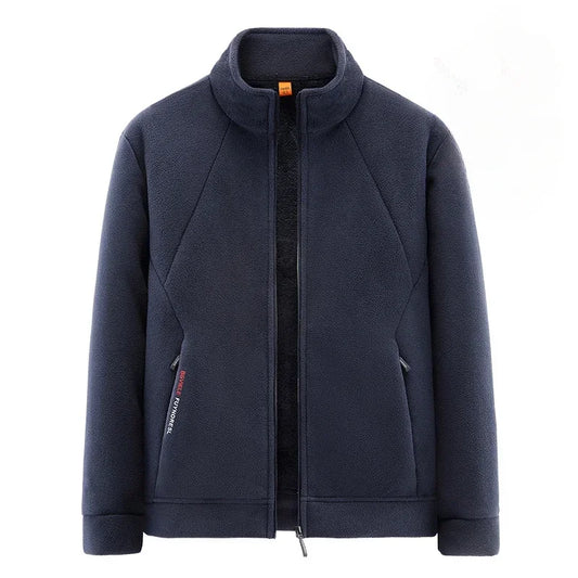 Heren Fleece Wandeljas – outdoor fleece jas, stevige kleur, warme voering,  buitenjas voor mannen