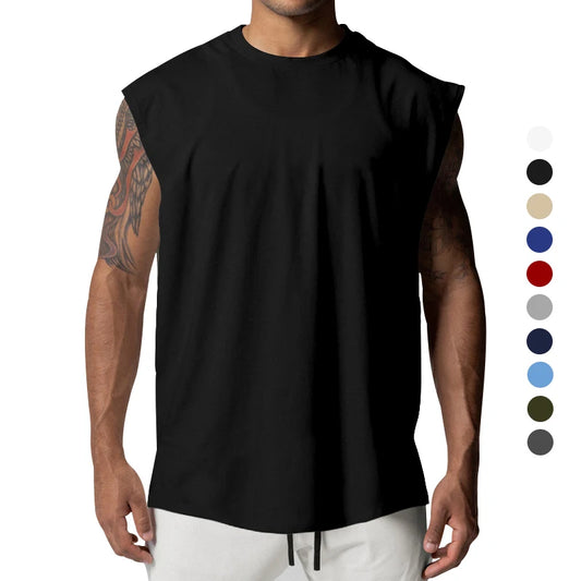 Heren basic mouwloos tanktop – ronde hals, vochtabsorberend en sneldrogend