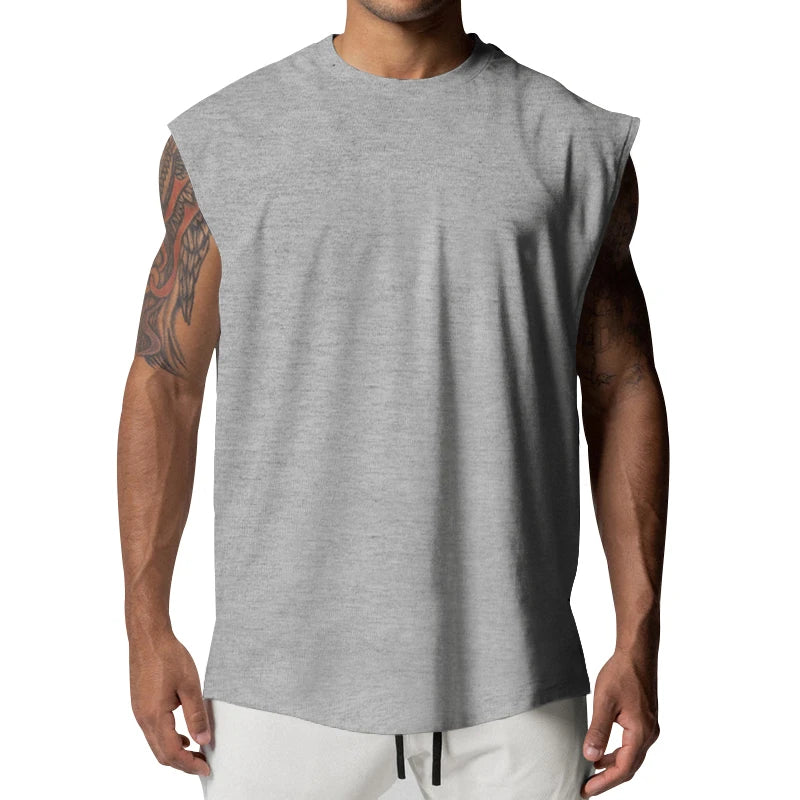 Heren basic mouwloos tanktop – ronde hals, vochtabsorberend en sneldrogend