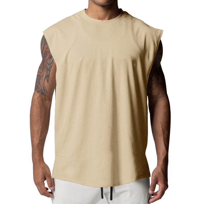 Heren basic mouwloos tanktop – ronde hals, vochtabsorberend en sneldrogend