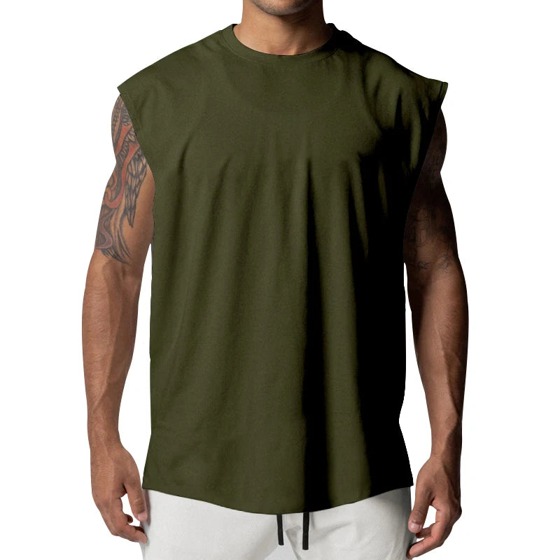Heren basic mouwloos tanktop – ronde hals, vochtabsorberend en sneldrogend